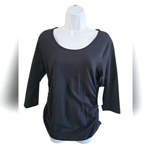 Soft Surroundings Medium Women's Black Classic Ruched Sides Corporate Blouse NWT